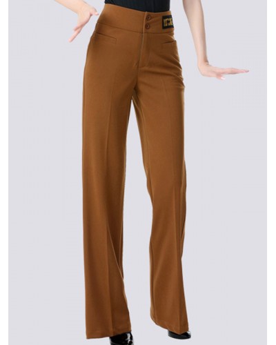 Women Ballroom Dance Costumes Coffee Brown 's Polyester Pants Dance Dress