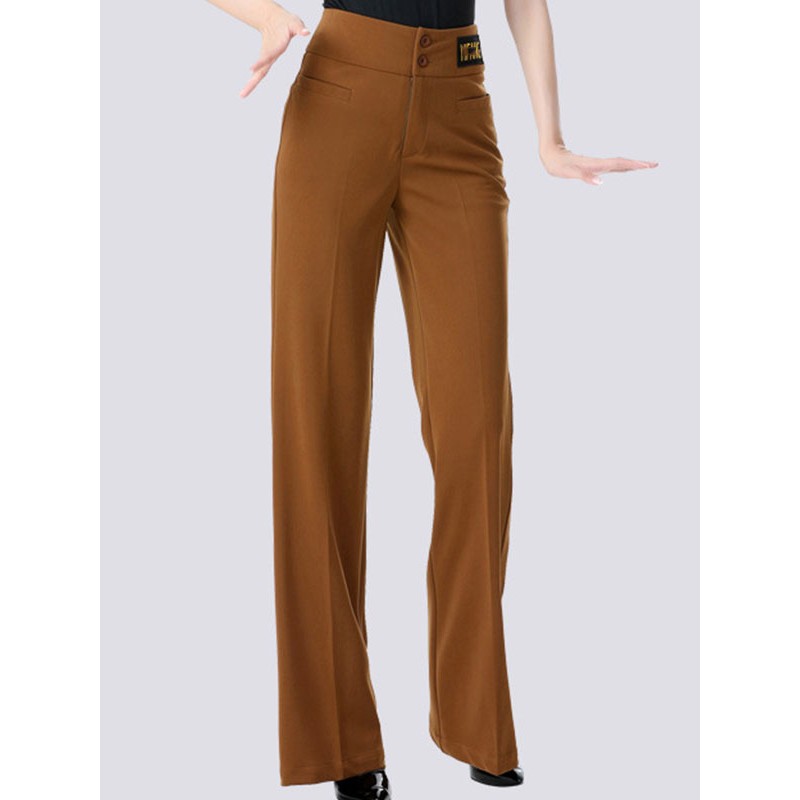 Women Ballroom Dance Costumes Coffee Brown 's Polyester Pants Dance Dress