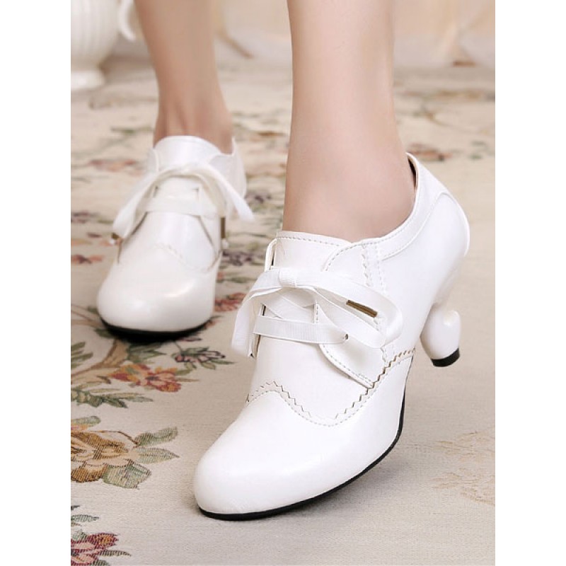 Classic Lolita Footwear Roudn Toe Lace Up White Lolita Shoes