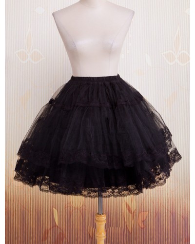 Bell Shape Black Organza Lolita Petticoat Lace Trim