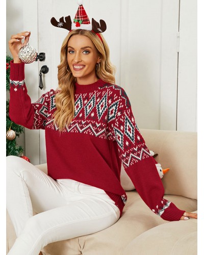 Women 's Pullover Sweater Red Christmas 2023 Knit Tops Winter