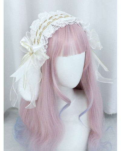 Lolita Ecru White Lace Bows Headwear Polyester Fiber Miscellaneous Accessories Sweet Daily Casual Tea Party