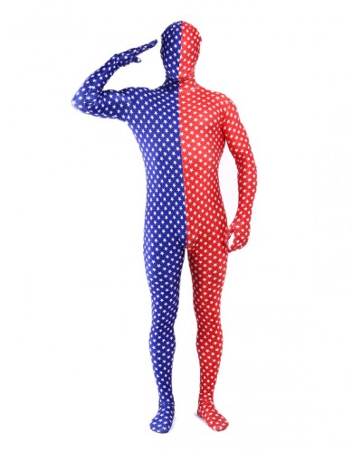 Unisex Morph Suit Two-tone Polka Dot Zentai Suit Full Body Lycra Spandex Bodysuit