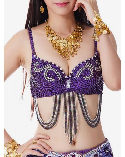 Belly Dance Bra Gem Bead Fringe Sexy Women Performance Costume Belly Dancing