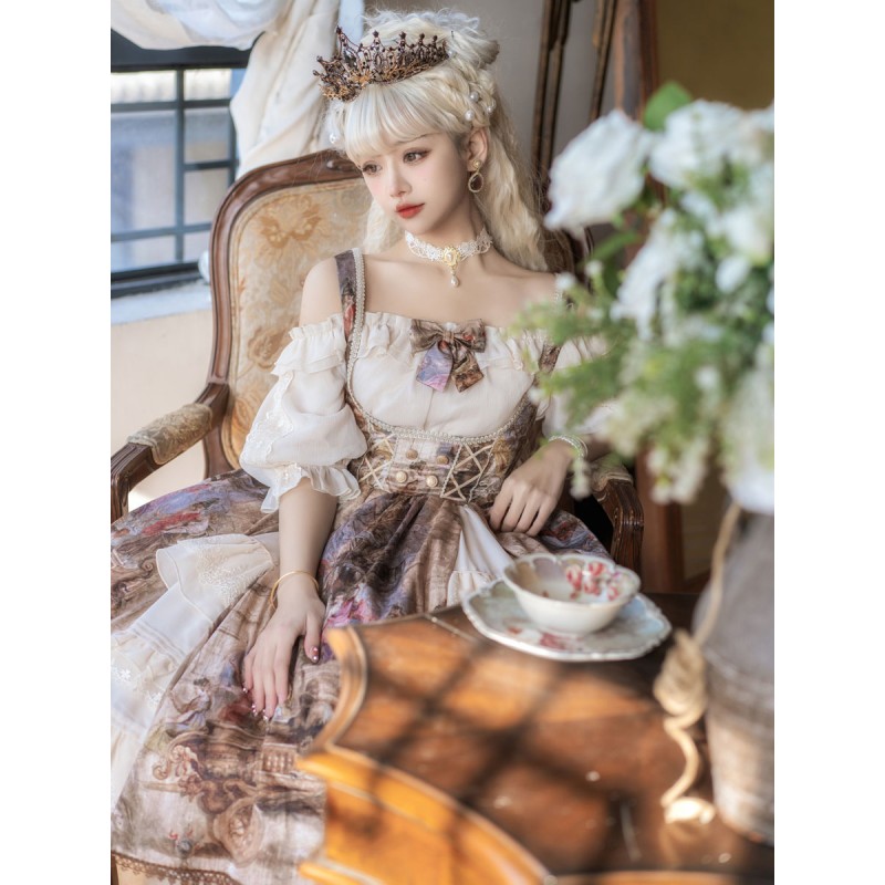 Classical Lolita Dress Polyester Bows Lolita Dresses Sleeveless Golden Summer