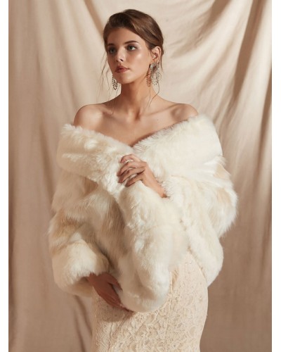 Wedding Wraps White Faux Fur Bridal Winter Warm Cover Ups 2023