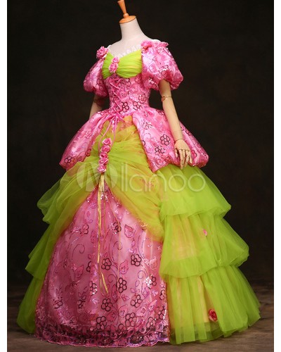 Rococo Pink Tiered Princess Sissi Retro Costumes ROCOCO Halloween Holiday Pageant