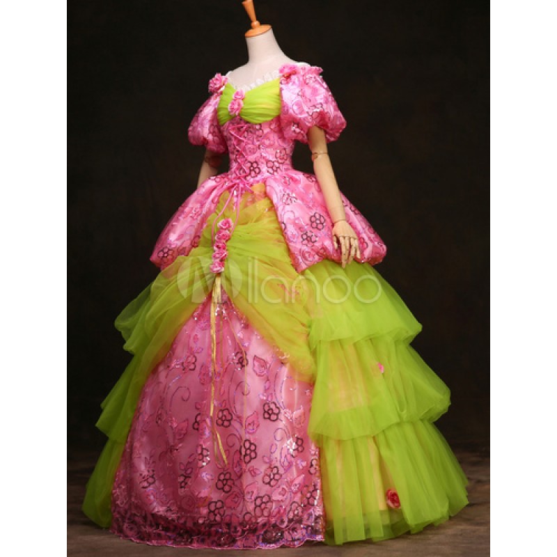 Rococo Pink Tiered Princess Sissi Retro Costumes ROCOCO Halloween Holiday Pageant