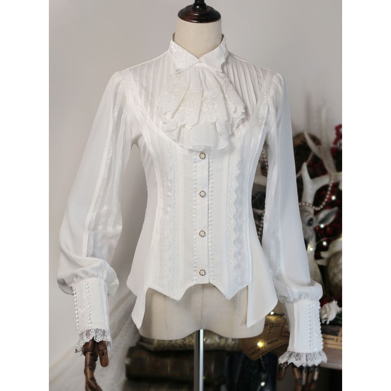 Lolita Lolita Top Lace Ruffles Long Sleeves Blouse White Lolita Shirt Blouses Steampunk Gothic Daily Casual Tea Party