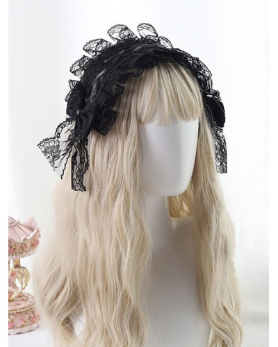 Gothic Lolita Headdress Lace Bow Lolita Headband Daily Casual