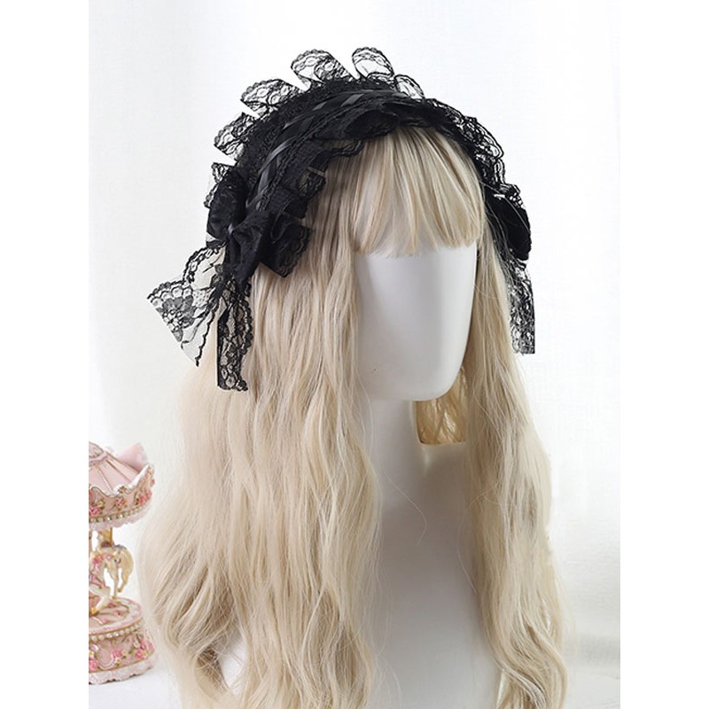 Gothic Lolita Headdress Lace Bow Lolita Headband Daily Casual