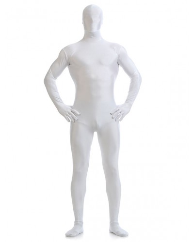 White Zentai Suit Adults Morph Suit Full Body Lycra Spandex Bodysuit For Men