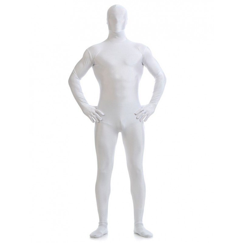 White Zentai Suit Adults Morph Suit Full Body Lycra Spandex Bodysuit For Men