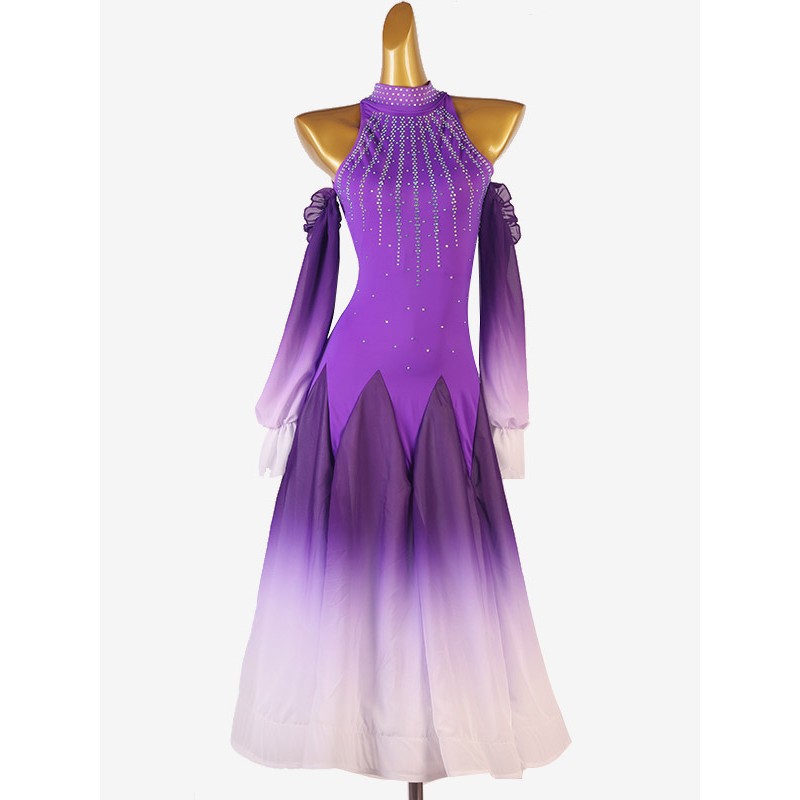 Room Dance Costumes Purple Women's Lycra Spandex Dress Wear Dancing Holiday Ball Prom