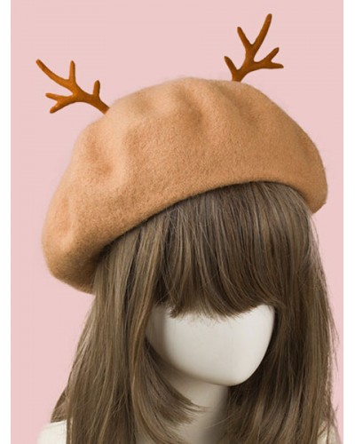 Sweet Lolita Beret Antler Wool Lolita Hat Accessories Daily Casual