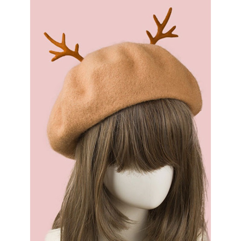 Sweet Lolita Beret Antler Wool Lolita Hat Accessories Daily Casual