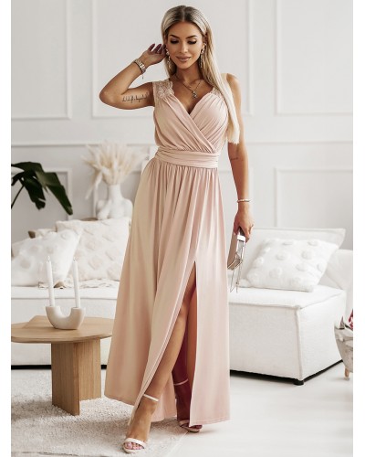 Women Party Dresses Apricot Sweetheart Neck Sleeveless Layered Semi Formal Dress Maxi Summer