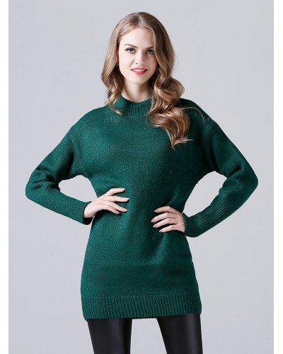 Pullovers For Women Khaki Crochet Crewneck Long Sleeves Sweaters Casual Field