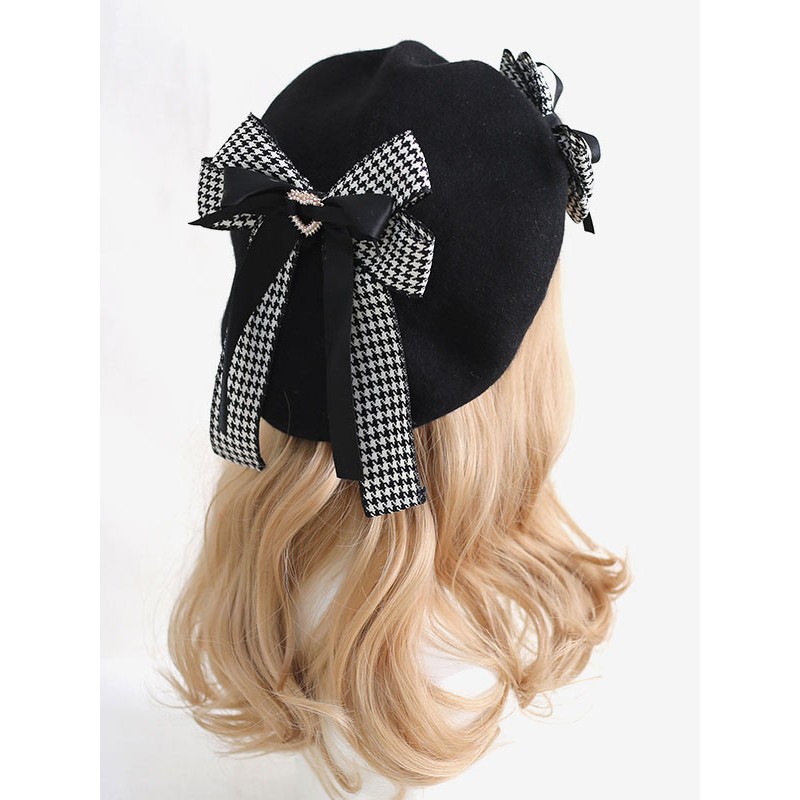 Lolita Hat Bows Accessory Plaid Polyester Black Lolita Accessories Gothic Daily Casual Tea Party