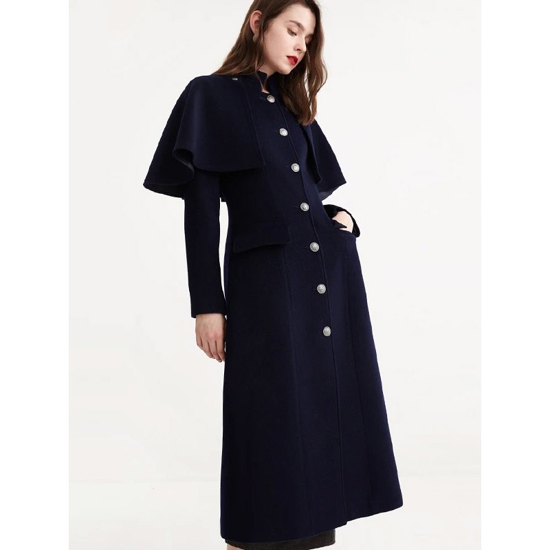 Women 's Woolen Coat Detachable Cloak Outerwear Retro Winter Office  Career