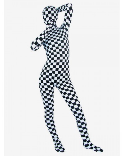 Unisex Checkered Zentai Suit Lycra Spandex Checkered Full Bodysuit Halloween