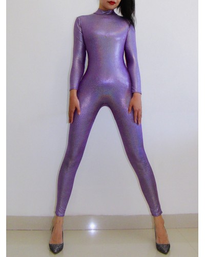 Men Women Unisex Sexy Latex Suit PU Leather Violet Jumpsuit Christmas Halloween Rave Club Dancing Party Family Celebration Ball Cosplay