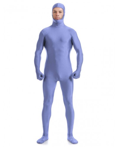 Purple Adults Zentai Suit Lycra Spandex Bodysuit With Face Opened