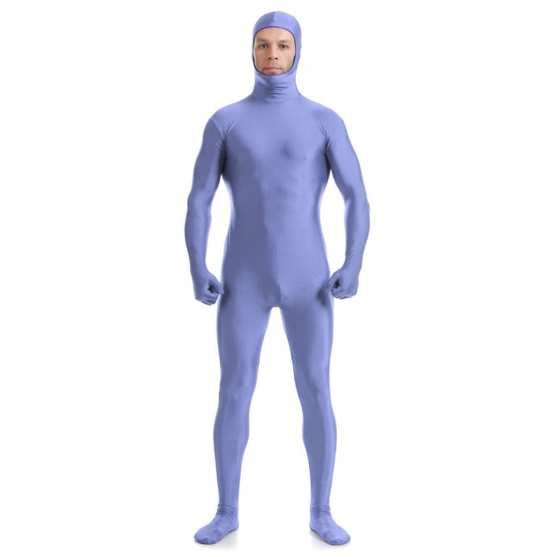 Purple Adults Zentai Suit Lycra Spandex Bodysuit With Face Opened