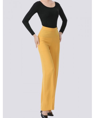 Women Ballroom Dance Costumes Yellow 's Polyester Pants Dance Wear