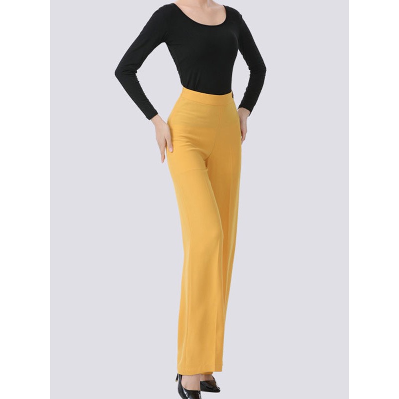 Women Ballroom Dance Costumes Yellow 's Polyester Pants Dance Wear