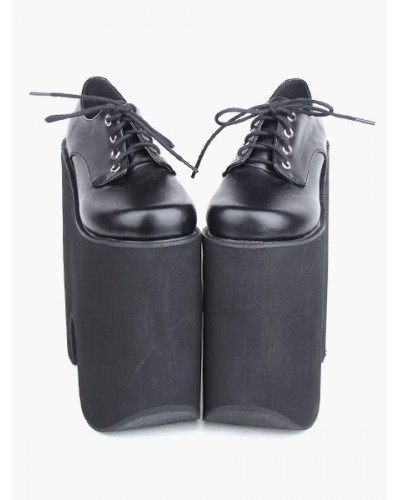 Gothic Black Lolita High Platform Shoes Heels With Shoelace