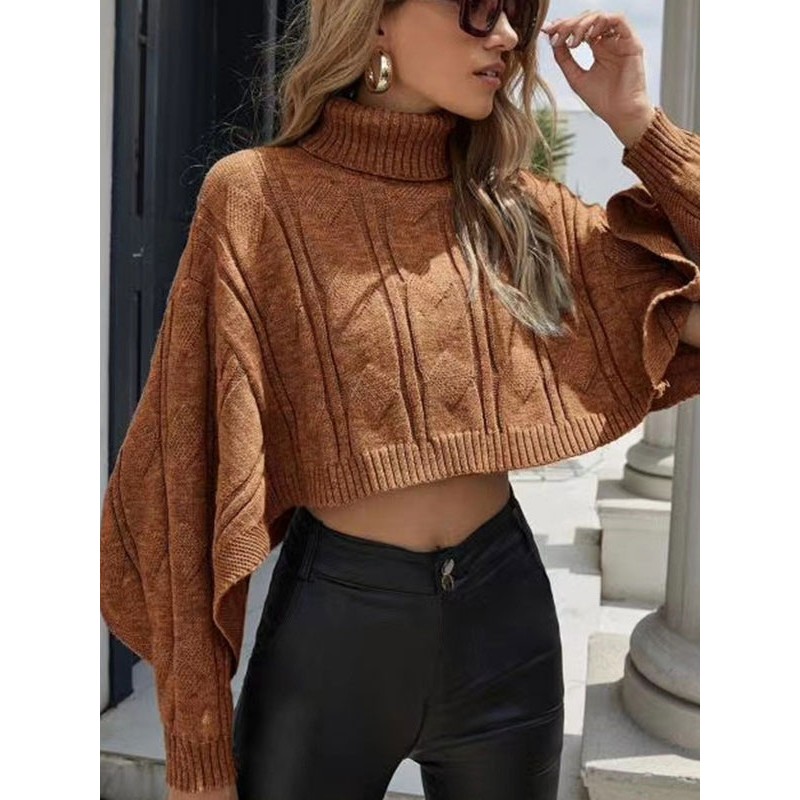 Women Pullover Sweater Black High Collar Long Sleeves Cotton Sweaters Bohemian Street Wear Night Out Indoor Field Dating Office  Career