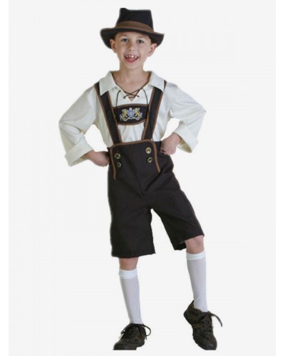 Carnival Costumes For Kids Print Double Breasted Oktoberfest Kid Hat Jumpsuit Set Mardi Gras