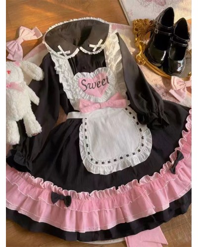 Lolita JSK Dress Two-Tone Ruffles Black Lolita Jumper Skirts Sweet Spring Summer Fall Winter Daily Casual