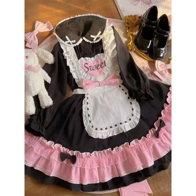 Lolita JSK Dress Two-Tone Ruffles Black Lolita Jumper Skirts Sweet Spring Summer Fall Winter Daily Casual