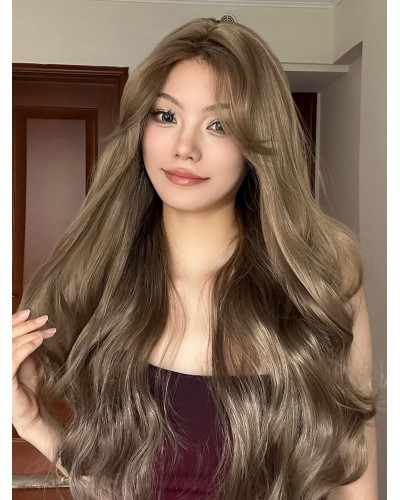 Long Wig For Woman Deep Brown Curly Layered Wigs Feminine Elegant Casual