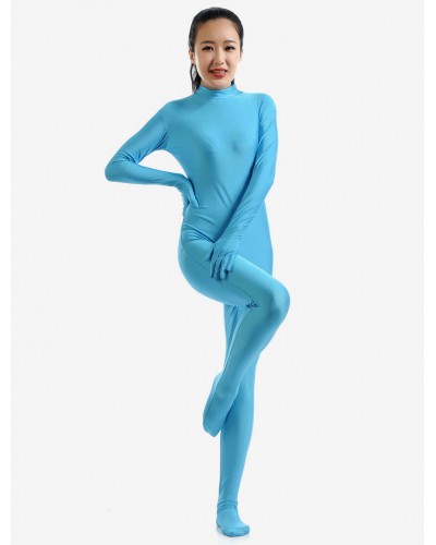 Light Sky Blue Morph Suit Adults Bodysuit Lycra Spandex Catsuit For Women