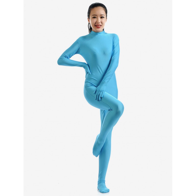 Light Sky Blue Morph Suit Adults Bodysuit Lycra Spandex Catsuit For Women