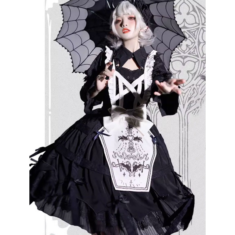 Gothic Lolita Dresses Metal Details Lace Black Black