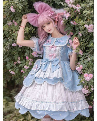 Sweet Lolita Dress Polyester Short Sleeves Dress