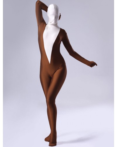 Unisex Morph Suit Split Color Lycra Spandex Fabric Zentai Suit Women's Full Body Suit