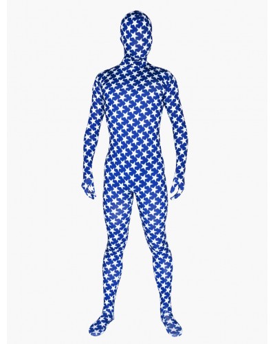 Morph Suit Blue Stars Pattern Zentai Suit Full Body Lycra Spandex Bodysuit Leotard