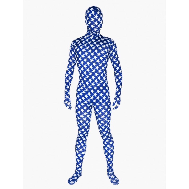 Morph Suit Blue Stars Pattern Zentai Suit Full Body Lycra Spandex Bodysuit Leotard