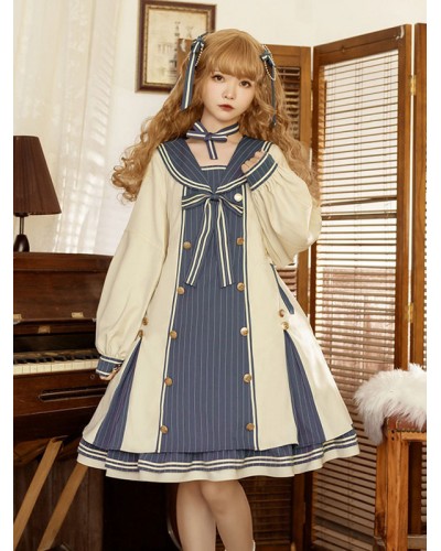 Sweet Lolita Dress Polyester Long Sleeves Bows Dress