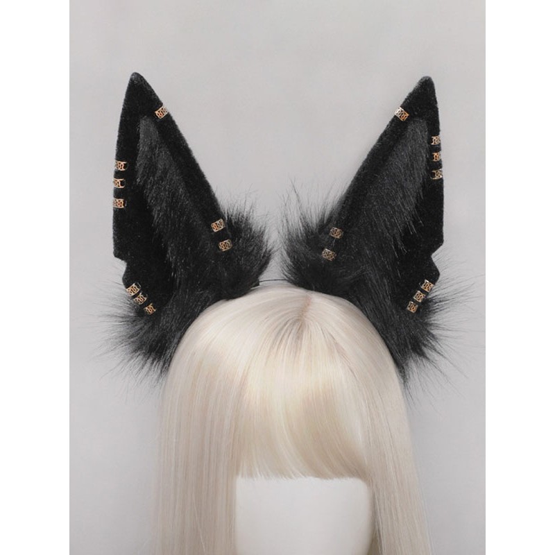 Black Lolita Accessories Animal Ears Polyester Fiber Miscellaneous