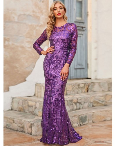 Women Birthday Dress Jewel Neck Long Sleeves Sexy Long Dress Maxi Fall