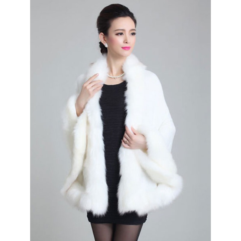 Women 's Poncho Knitwear Oversized Faux Fur Coat Spring Outerwear Poncho  Cape Daily Casual