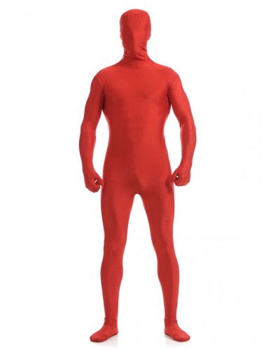 Red Zentai Suit Adults Morph Suit Full Body Lycra Spandex Bodysuit For Men