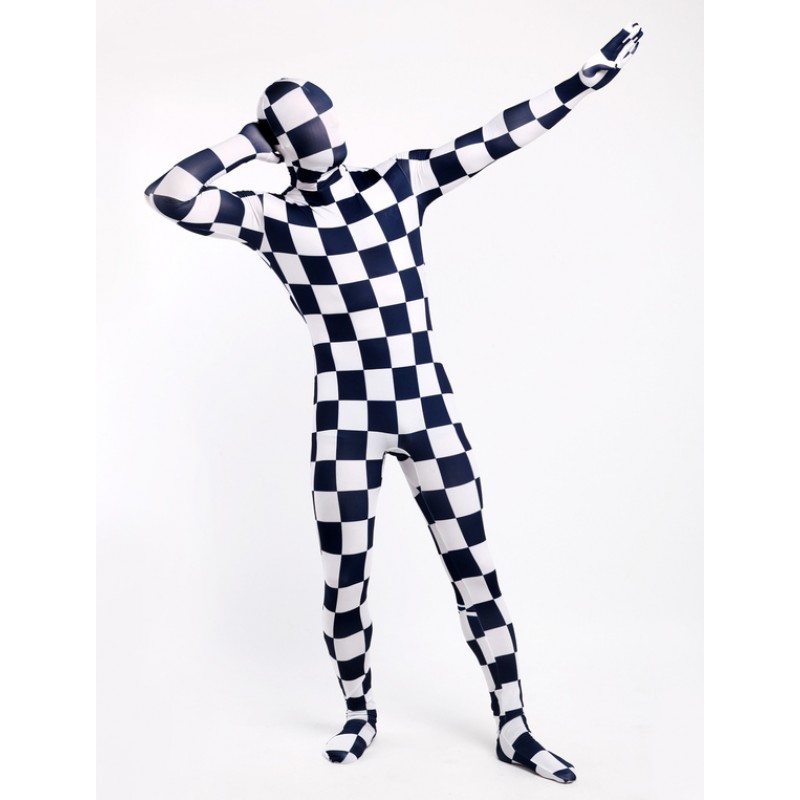 Unisex Morph Suit Plaid Zentai Suit Full Body Lycra Spandex Bodysuit