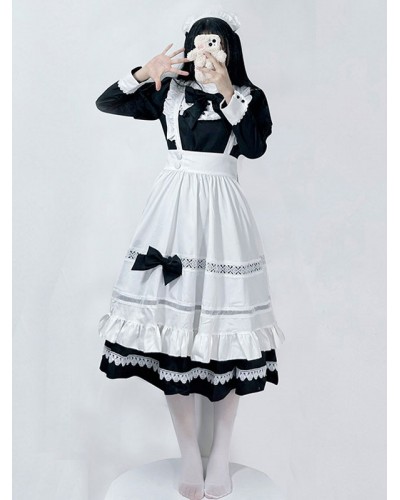 Gothic Lolita Dresses Bows Ruffles Black Black